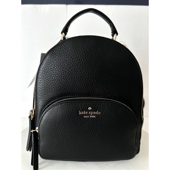 Kate Spade Jackson Women’s Noir Black Pebble Leather Medium Backpack NEW - Picture 4 of 14